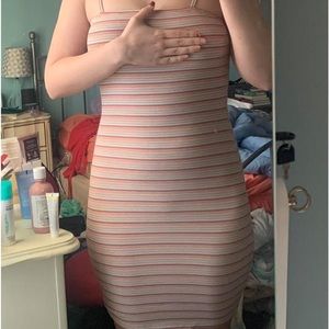 Pink and Mint Green Striped Shein Dress